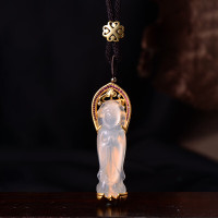 金 六 福 吉 祥 24K铸金观音玉髓吊坠 DZ24K210003