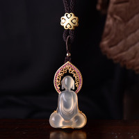 金 六 福 吉 祥 24K铸金无相坐佛玉髓吊坠 DZ24K210007