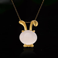 金 六 福 吉 祥 24K铸金大脸兔玉髓吊坠 DZ24K210010
