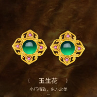 金 六 福 吉 祥 24K铸金玉髓耳钉 ESTY210003
