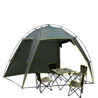 攀能 PANON 户外怡情套装帐篷 天幕式 遮阳 4人折叠桌椅PN-2243 绿色