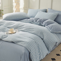 皮尔特保罗 色织水洗四件套-蓝小格 POLOS-2321