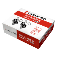 齐心(COMIX) B3605 黑色长尾票夹 50mm 12只/盒 (计价单位:盒) 黑色