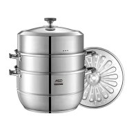 爱仕达(ASD)蒸锅304不锈钢三层蒸锅 30CM加高不串味蒸笼Q1