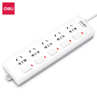 得力18176-03插座_5组_3米_PVC袋装(白) 只