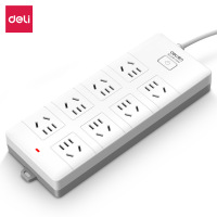 得力18170-05插座_8组_5米_PVC袋装(白) 只