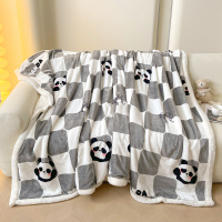 雅鹿羊羔绒+牛奶绒毛毯 棋盘熊 YLC2604 温暖 舒适 四季通用 简约 轻奢