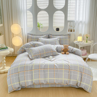 雅鹿云柔磨毛四件套 YLT2601 亲肤抗菌防螨设计 大胆撞色时尚家居体验