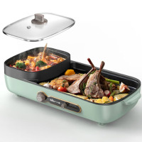 小熊(Bear)DKL-C15G1多功能料理锅电烤肉锅网红锅家用煮炒煎电火锅一体电煮 绿色 3L