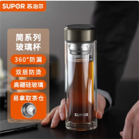 苏泊尔S耐热玻璃杯.简系列330ml商务办公车载男女茶杯KC33GU10 /24乌木黑