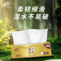 清风原木金装擦手家用软抽卫生纸三层100抽24包*4箱
