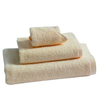 富安娜[精选]纯爱素色纯棉毛浴巾三件套 米色