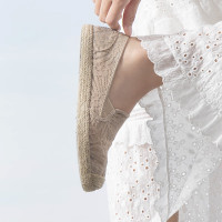 斯凯奇(Skechers)113025-NAT 女鞋春夏季蕾丝草编鞋渔夫鞋平底单鞋