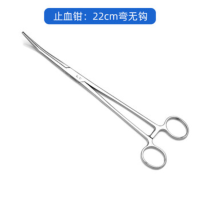 双鹿 医用不锈钢高硬度直弯无钩止血剪外科手术缝合钳 弯无钩 220mm把