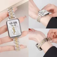 适用小米手环9pro表带七珠小蛮腰钢带红米watch6不锈钢表链女款高颜值腕带8pro运动金属智能watch5/4手表配