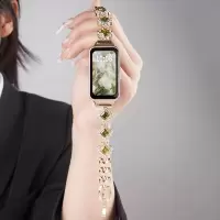 适用华为手环11表带pro手表10/9智能荣耀手环9女生表链8保护壳施华洛四叶草镶钻链新款band11/10替换夏天腕带