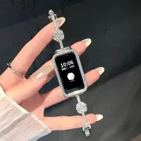 [轻奢山茶花]适用于华为手环11表带11pro10/9金属镶钻手表链8智能运动NFC版荣耀手环10/9高级女款7配件