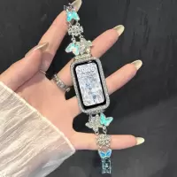 适用于华为手环11表带11pro新款10/9金属8蝴蝶皇冠镶钻链式band7智能NFC荣耀手环10/9春夏季女款高级轻奢