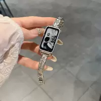 适用华为手环10/9表带11新款11pro金属8镶钻手镯Huawei荣耀手环10/9腕带NFC版智能女生7通用替换带配件