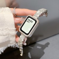 适用小米手环9pro表带麦穗手镯金属腕带女生夏高级细款小米手环8pro表带创意麻花链小米手环7pro手表带