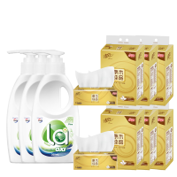 清风金装抽纸洗衣液日用套装组合