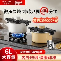 德世朗方形微电脑钛珐琅电压力锅DFS-T842A-WH 4L大容量12-24小时智能预约液晶显示