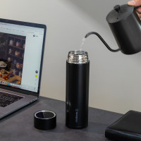 西屋WB461-BK电磁加热1升保温杯儒雅黑塑料材质国产量显保温电水壶