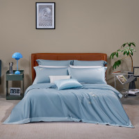 水星家纺春季床笠式四件套活性印花贡缎棉质200x230cm精致设计透气舒适