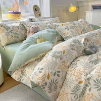 绮露家纺冬季棉质多件套床盖式斜纹活性印花1.8米大床床品套件