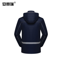 安赛瑞 冬季加厚工作棉服 65%聚酯纤维,35%棉 藏青色 4XL码 1件装 M000243