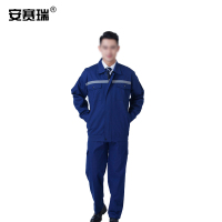 安赛瑞 春秋款条纹劳保服-颜色:蓝色,材质:纯棉,尺码:L,适合人群身高:168-173cm,规格:1套/包 10899