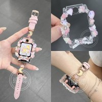 月映星河适用于小天才电话手表表带z11/z10/z9新款拼皮z8少年版z7s卡通z6a/d3儿童diy保护壳3139y