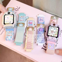 彩色小狗适用于小天才z6pro手表表带z11/z10/z9编织尼龙z8a/z7儿童保护套彩印壳秋冬d3磁吸腕带3139y