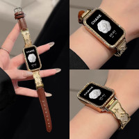 适用华为手环10表带9高级感8秋冬金属拼皮腕带智能运动通用荣耀手环9/10代NFC版6pro高级感保护壳男女生3139y