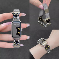 [幸运招财猫]适用华为11pro手环表11带舒适透气10金属米兰磁吸腕带智能HUAWEI十代NFC系列表链高级3139y