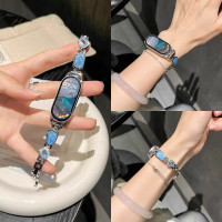 适用小米手环10表带9轻奢感8旋涡贝母鎏金滴胶金属手链式7/6/5/4NFC版腕带轻奢表带高级感通用10陶瓷版3139y