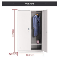 幻窕 新款二门双门更衣柜员工柜铁皮职工两门柜带锁存包柜鞋柜多门柜子 灰色 1800*900*420 BJ939