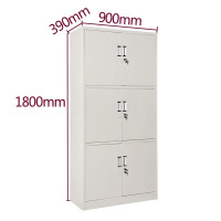 幻窕 通三节文件柜储物铁皮柜办公资料柜批发 灰色 1800*850*390 BJ937