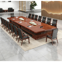 幻窕 CA229 多人洽谈大型会议长桌 油漆现代简约贴实木皮条形桌组合