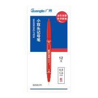 广博(GuangBo) B09007R 小号双头 红色 12支/盒 记号笔 红色