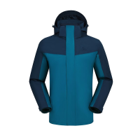 骆驼 新款三合一抓绒冲锋衣情侣可拆卸防风防水拼色潮流户外服男女 V1W249968,爵士蓝/深蓝 单位:件