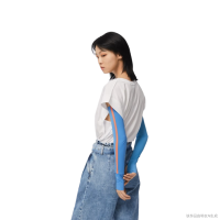 蕉下夏季防晒手袖手套防紫外线护臂薄款冰丝袖套焦下女男INS百搭 油蓝色/杏黄色[符号-冰丝] S