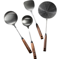 美厨MAXCOOK 316不锈钢胡桃木柄漏勺 MCCU2647(单位:个)