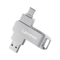 联想(Lenovo)64G 手机U盘 Type-C USB3.2 双接口旋转优盘金属耐用 商务办公必备SS380系列银色