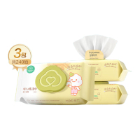 全棉时代婴儿棉湿巾手口专用65gsm,15x20cm,80片/包,3包/袋 单位:提