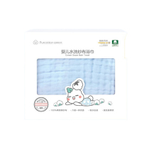 全棉时代蓝色包边款水洗纱布浴巾95x95-6P,1条/盒(水洗后成型尺寸) 单位:盒