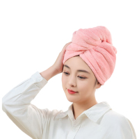 洁丽雅(Grace)干发帽 柔软强吸水加厚浴帽雪花绒包头巾速干擦头洗头毛巾 藕粉 单位:个
