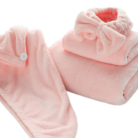 洁丽雅(Grace)浴巾可爱女家用成人吸水裹巾速干毛巾浴巾干发帽束发带藕粉四件套 单位:组