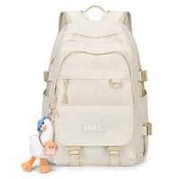 第九城堡书包初中生高中生书包女生轻便减负大学生旅行背包15.6英寸笔记本电脑包简约双肩包男 卡其色 VD233913