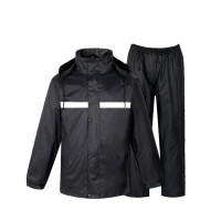 阿蒂亚 牛津布分体式反光雨衣雨裤 XXL码/件 黑色连帽套装